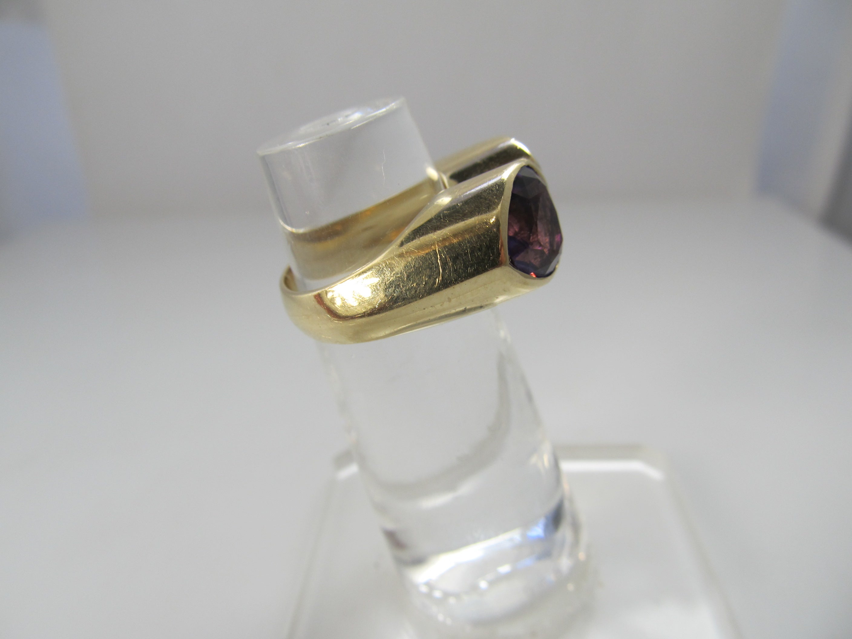 14k yellow gold double amethyst heart ring