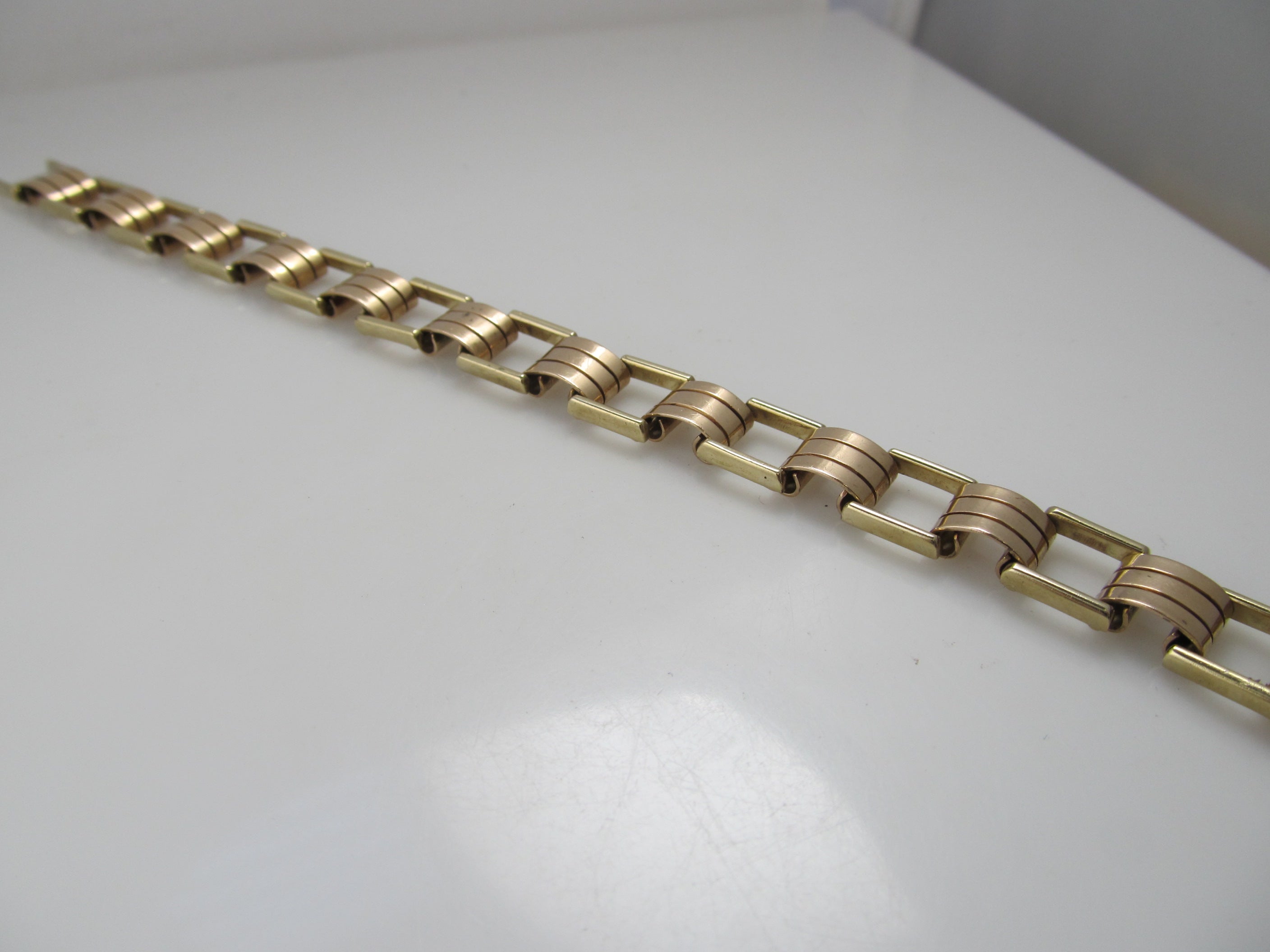 Vintage retro 14k rose and yellow gold bracelet