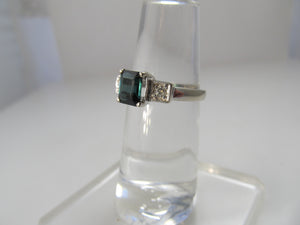 1ct blue tourmaline and diamond ring