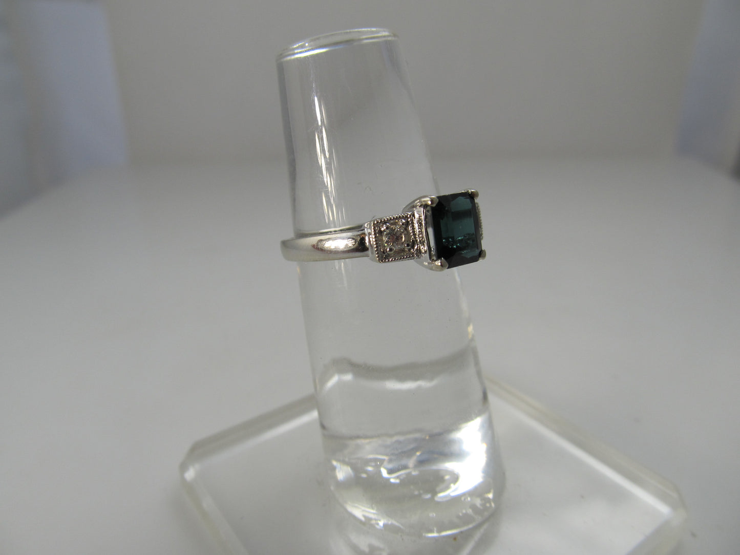 1ct blue tourmaline and diamond ring
