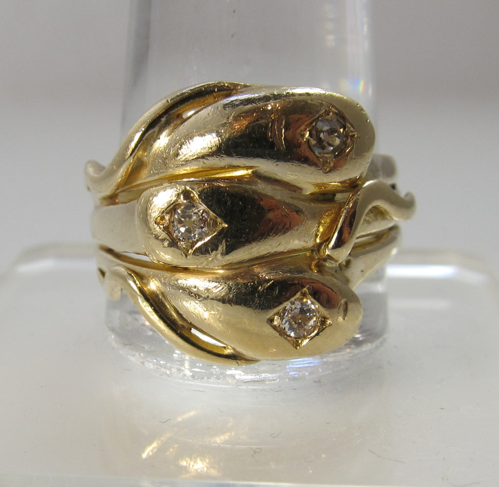Vintage 14k yellow gold triple snake wrap ring