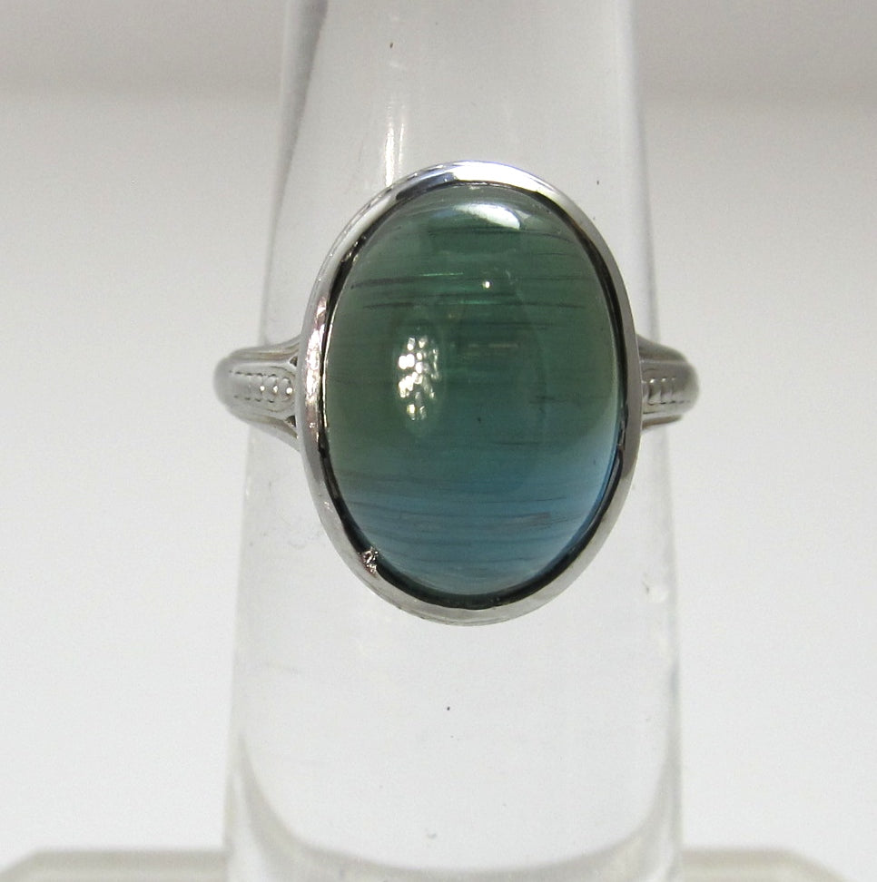 Vintage 8.50ct cat's eye tourmaline filigree ring