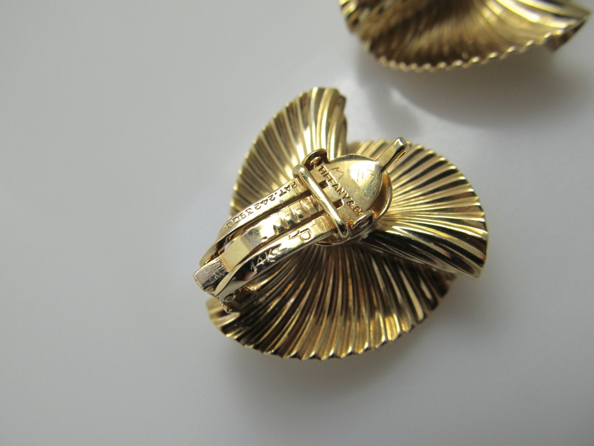 Vintage Tiffany & Co. 14K Yellow Gold Fluted Dress Clips