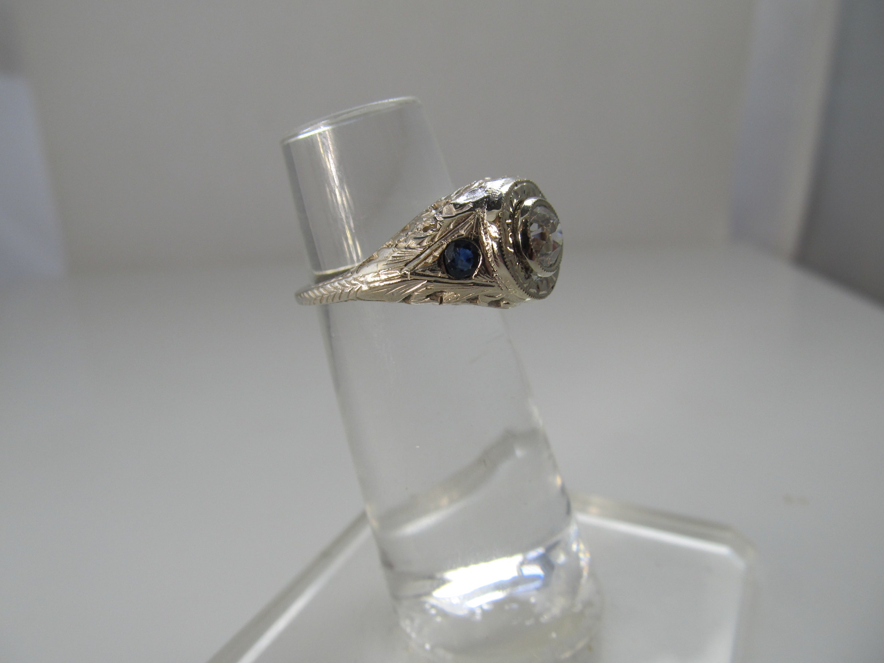 Vintage sapphire diamond engagement ring