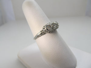 Antique filigree 3 stone diamond ring