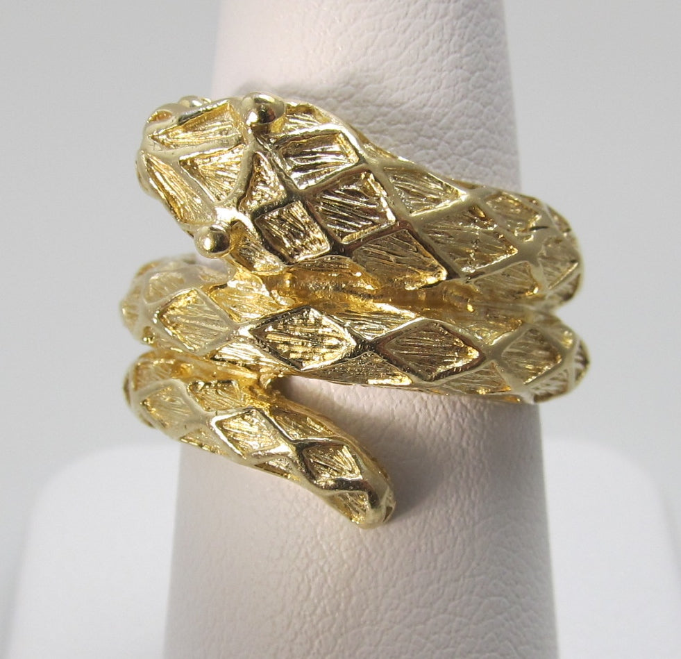 Estate 14k yellow gold snake wrap ring