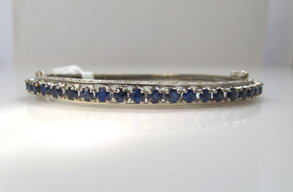 14k white gold sapphire bangle bracelet