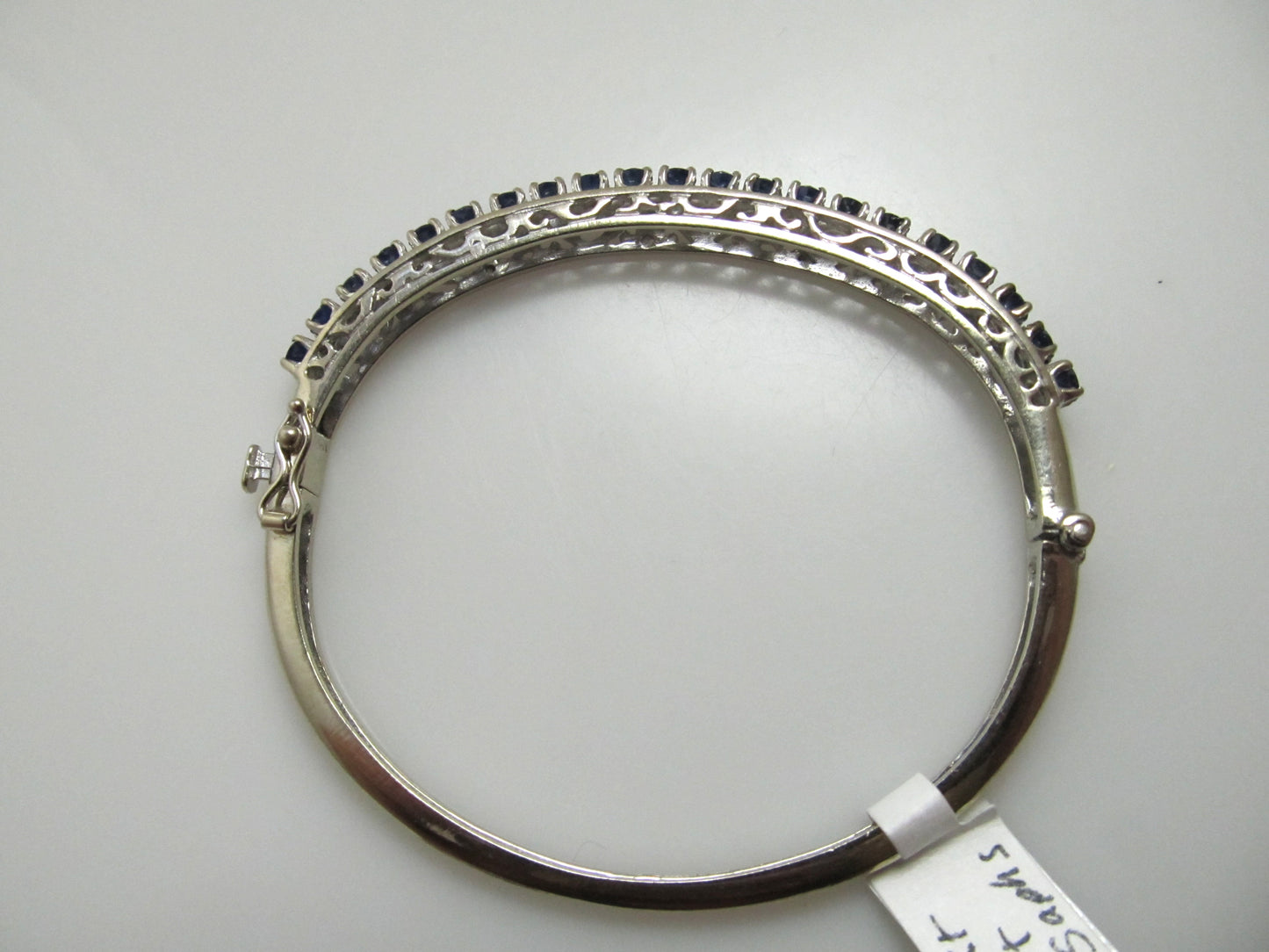 14k white gold sapphire bangle bracelet