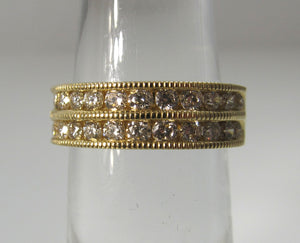 14k yellow gold double row diamond band