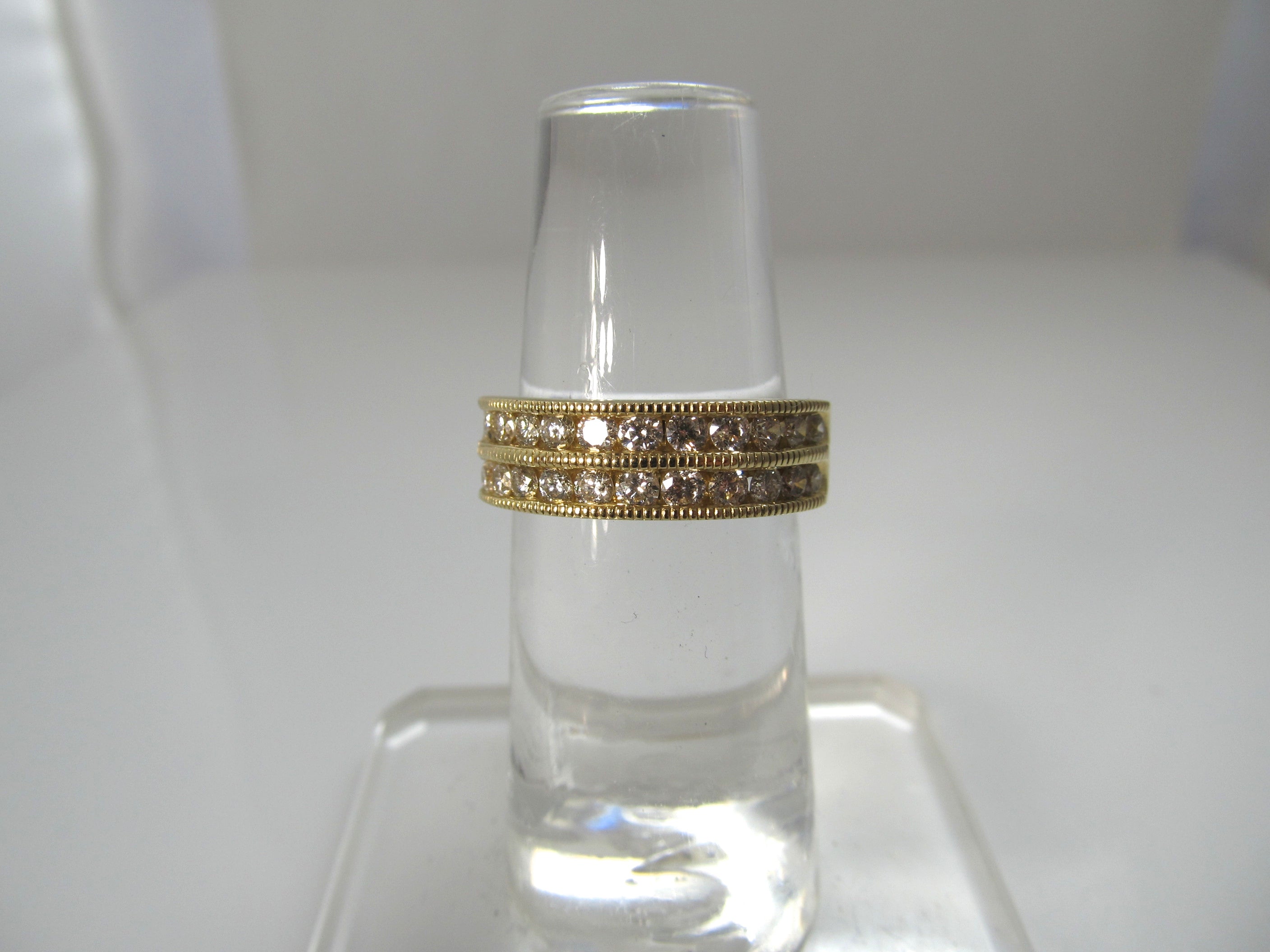 14k yellow gold double row diamond band