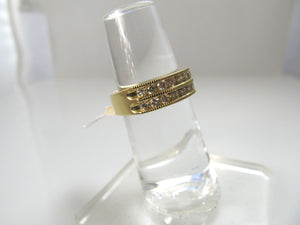 14k yellow gold double row diamond band