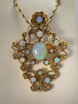 Vintage 14k rose gold opal necklace