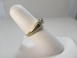 Vintage 3 stone diamond ring, 14k white and yellow gold