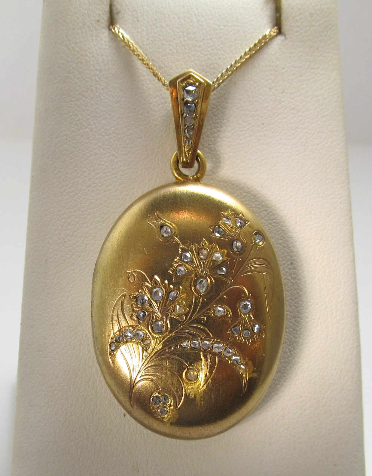 French Victorian 18k locket with rose cut diamonds