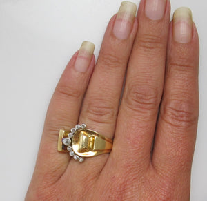 Vintage retro 18k yellow gold diamond ring