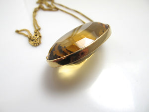 175.00ct natural citrine necklace, 14k yellow gold