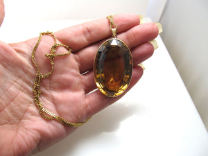 175.00ct natural citrine necklace, 14k yellow gold