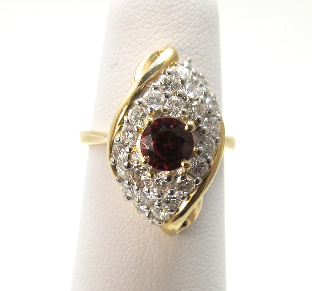 Estate 14k .50ct ruby, 1ct diamond ring