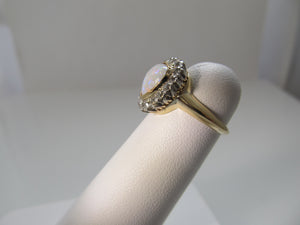 Antique 14k gold ring with opal and diamond