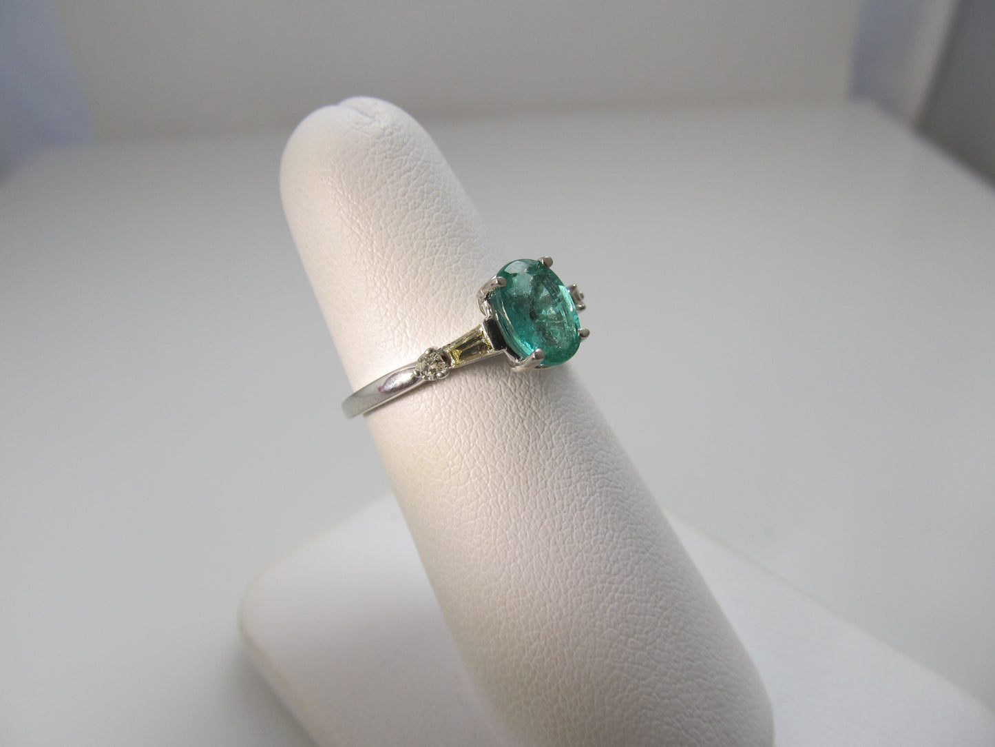 Estate 1.25ct natural emerald and diamond ring