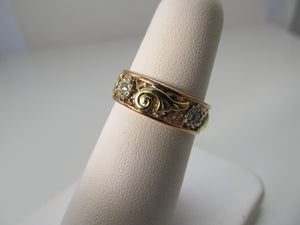 Vintage retro rose gold diamond band