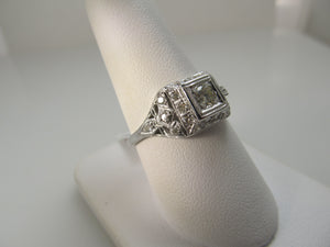 Antique platinum and diamond ring