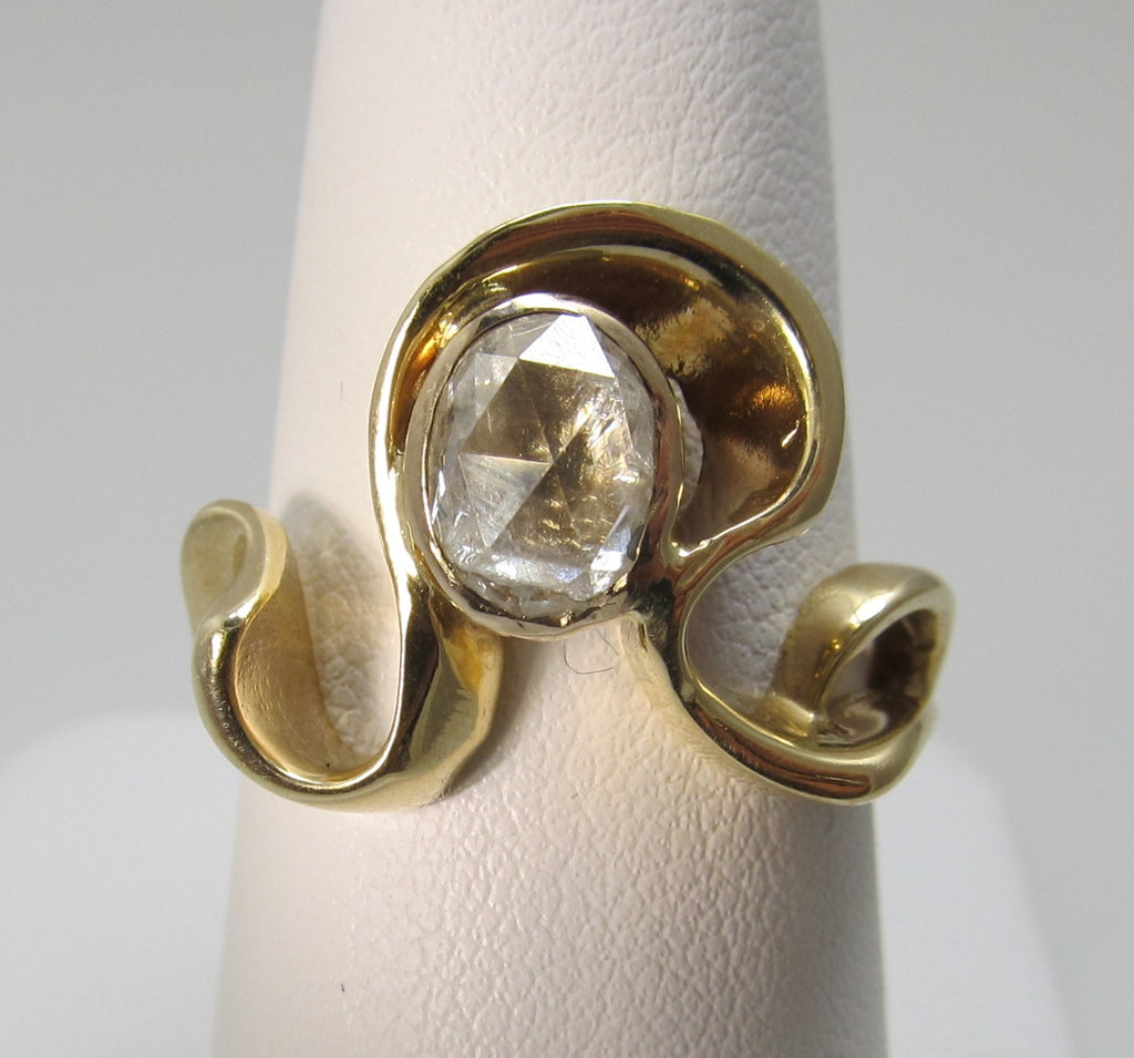 Modernist free form .75ct rose cut diamond ring