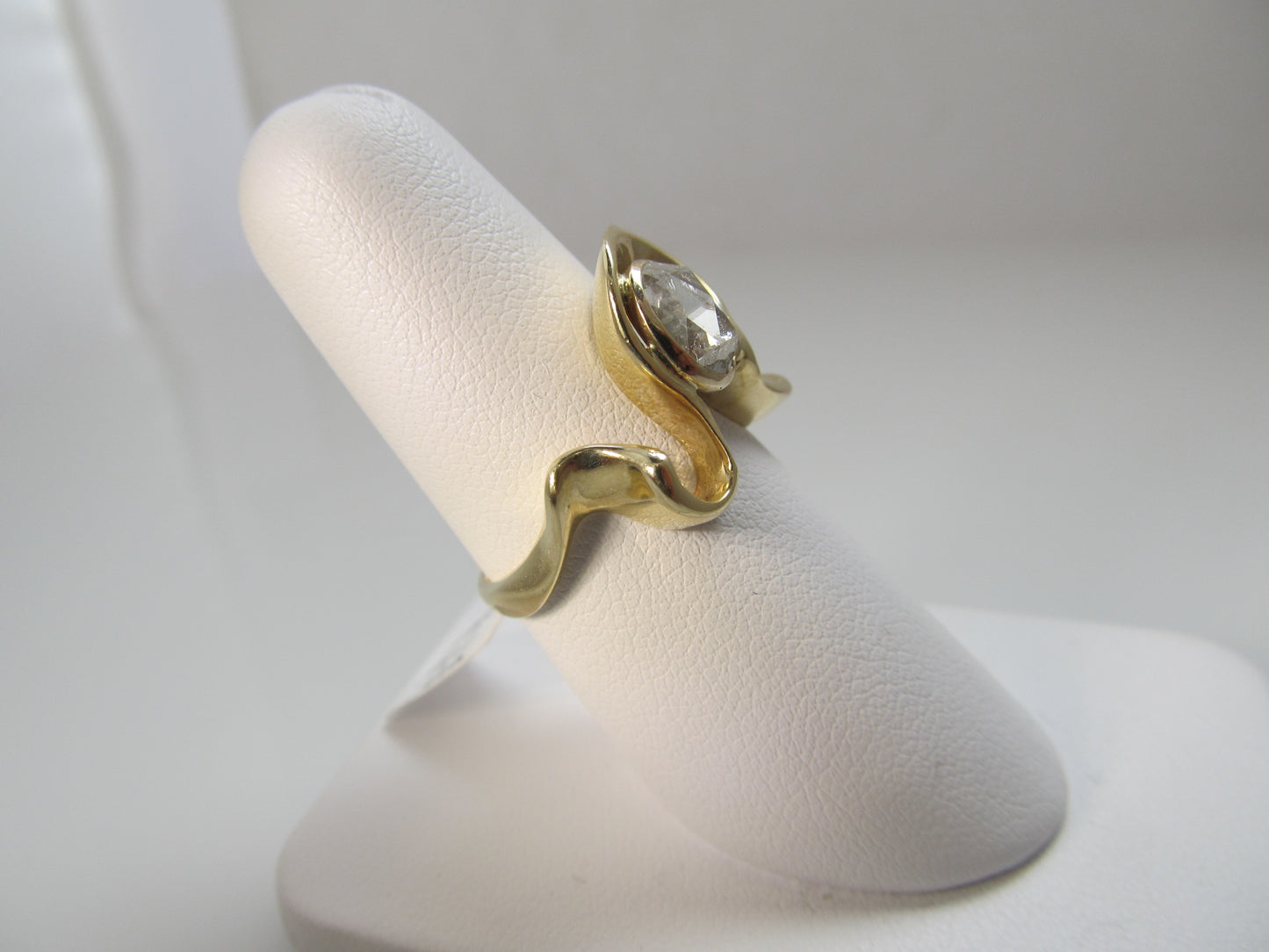 Modernist free form .75ct rose cut diamond ring