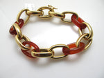 18k yellow gold carved carnelian link bracelet