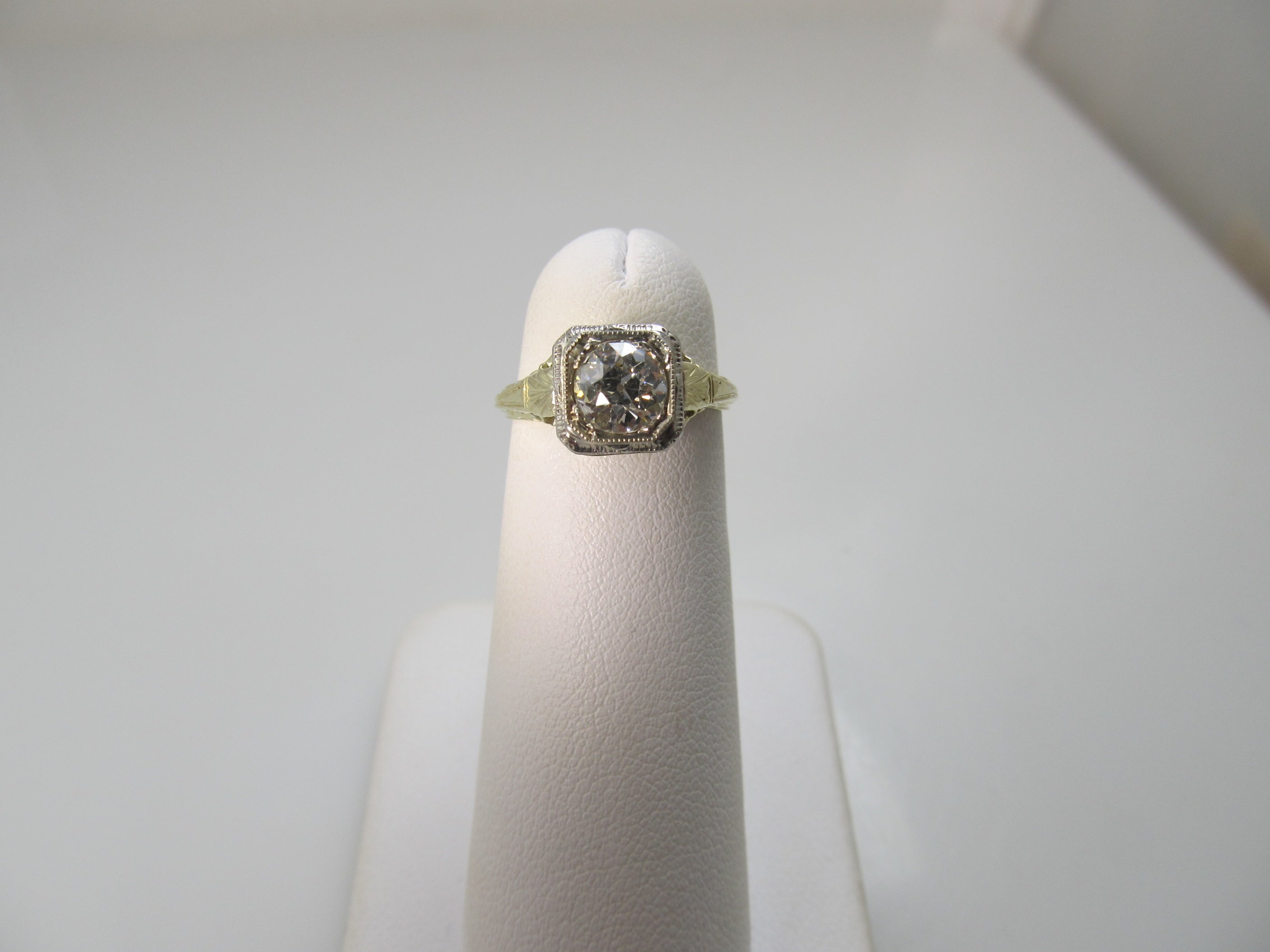 Antique yellow gold diamond engagement ring