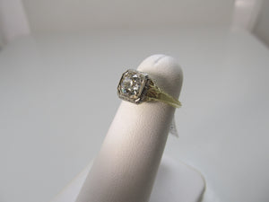 Antique yellow gold diamond engagement ring