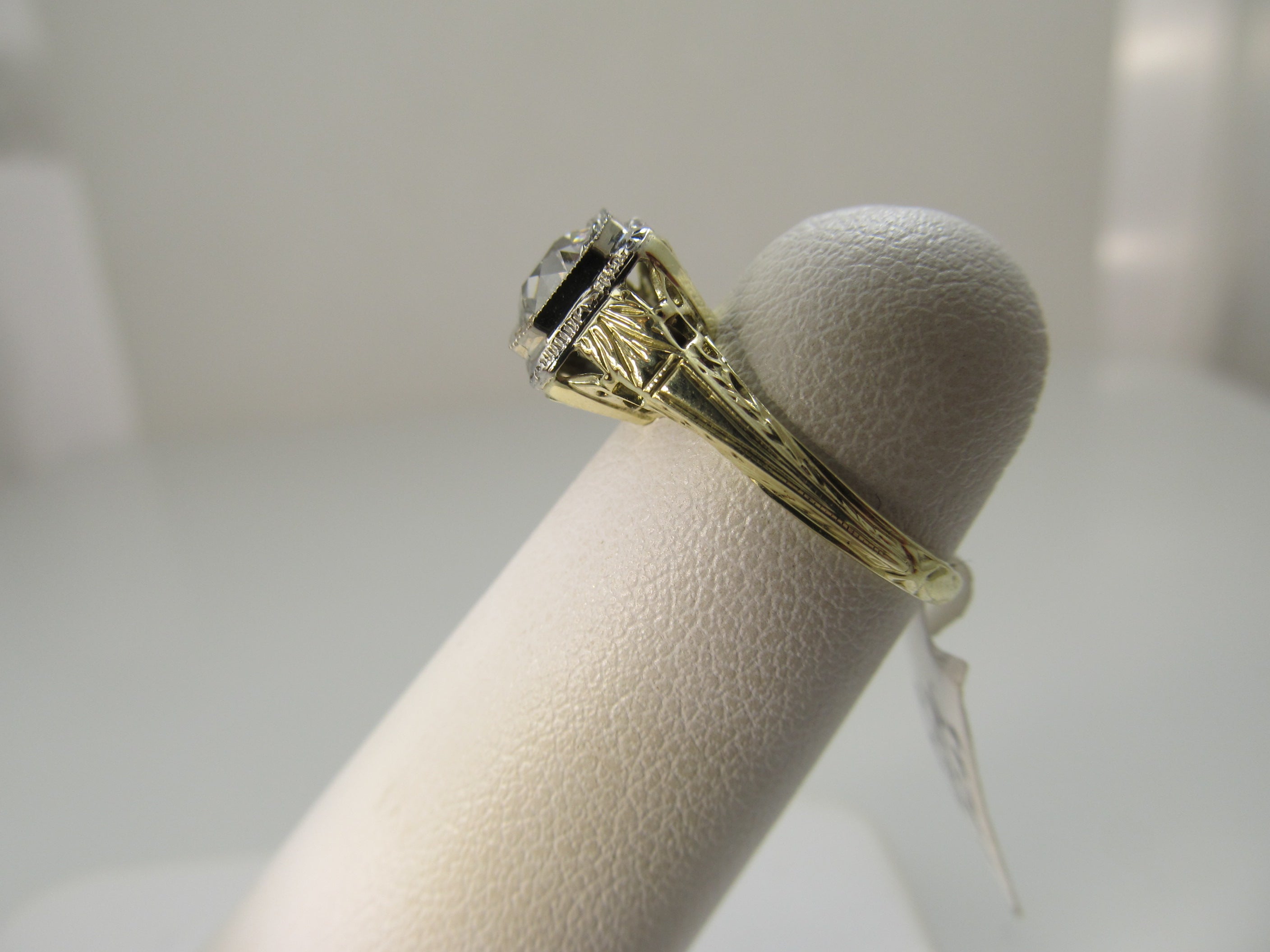 Antique yellow gold diamond engagement ring