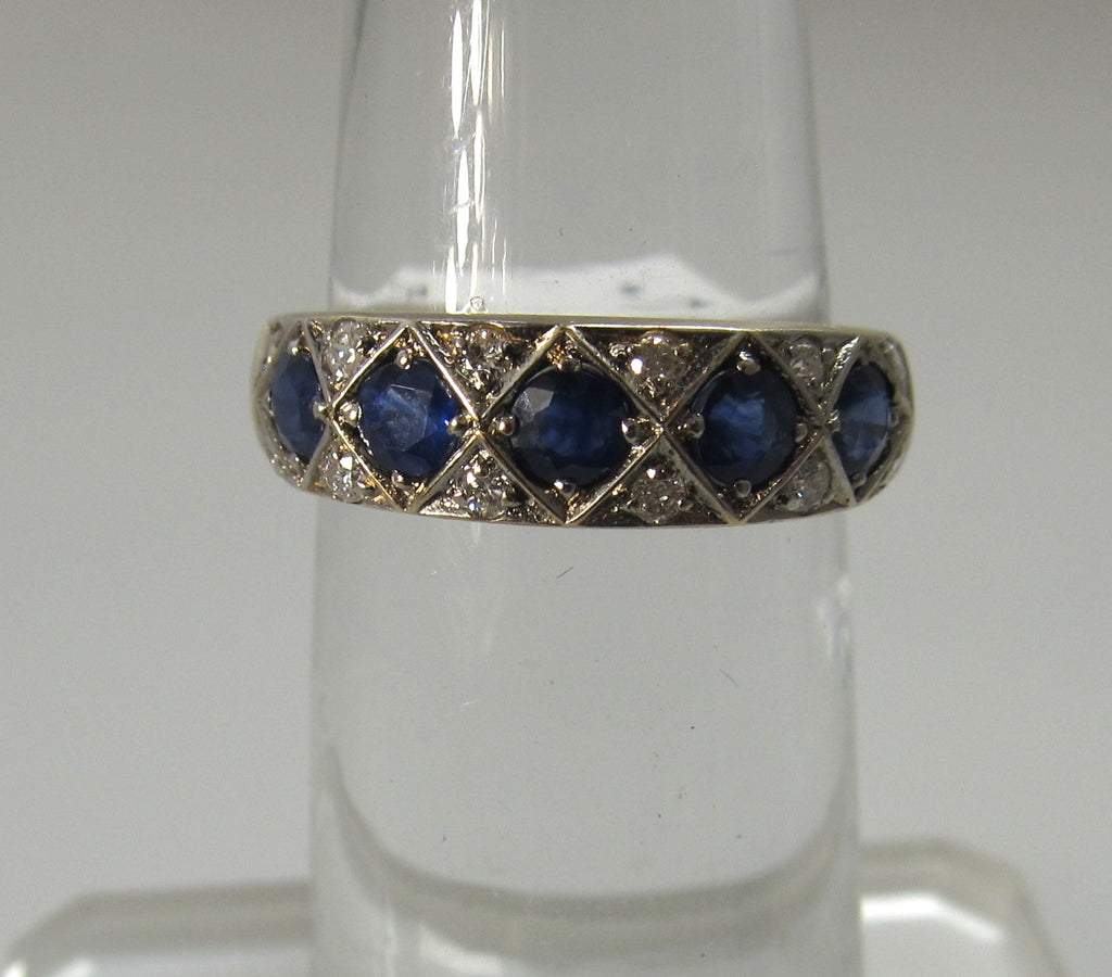14k yellow gold sapphire diamond band