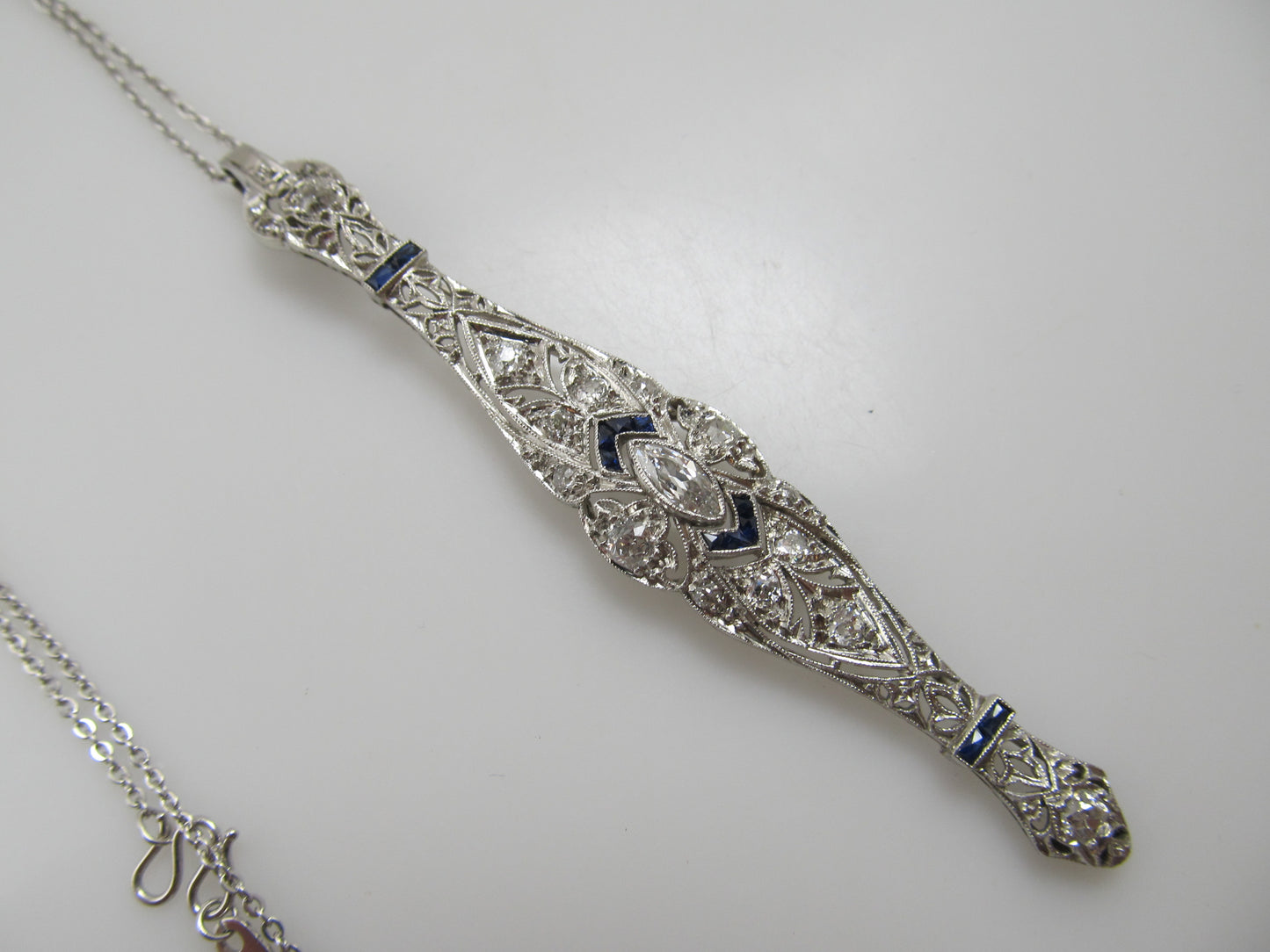 Art Deco platinum sapphire and diamond necklace
