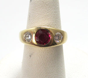 14k yellow gold ruby diamond gypsy ring