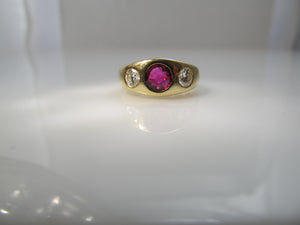 14k yellow gold ruby diamond gypsy ring