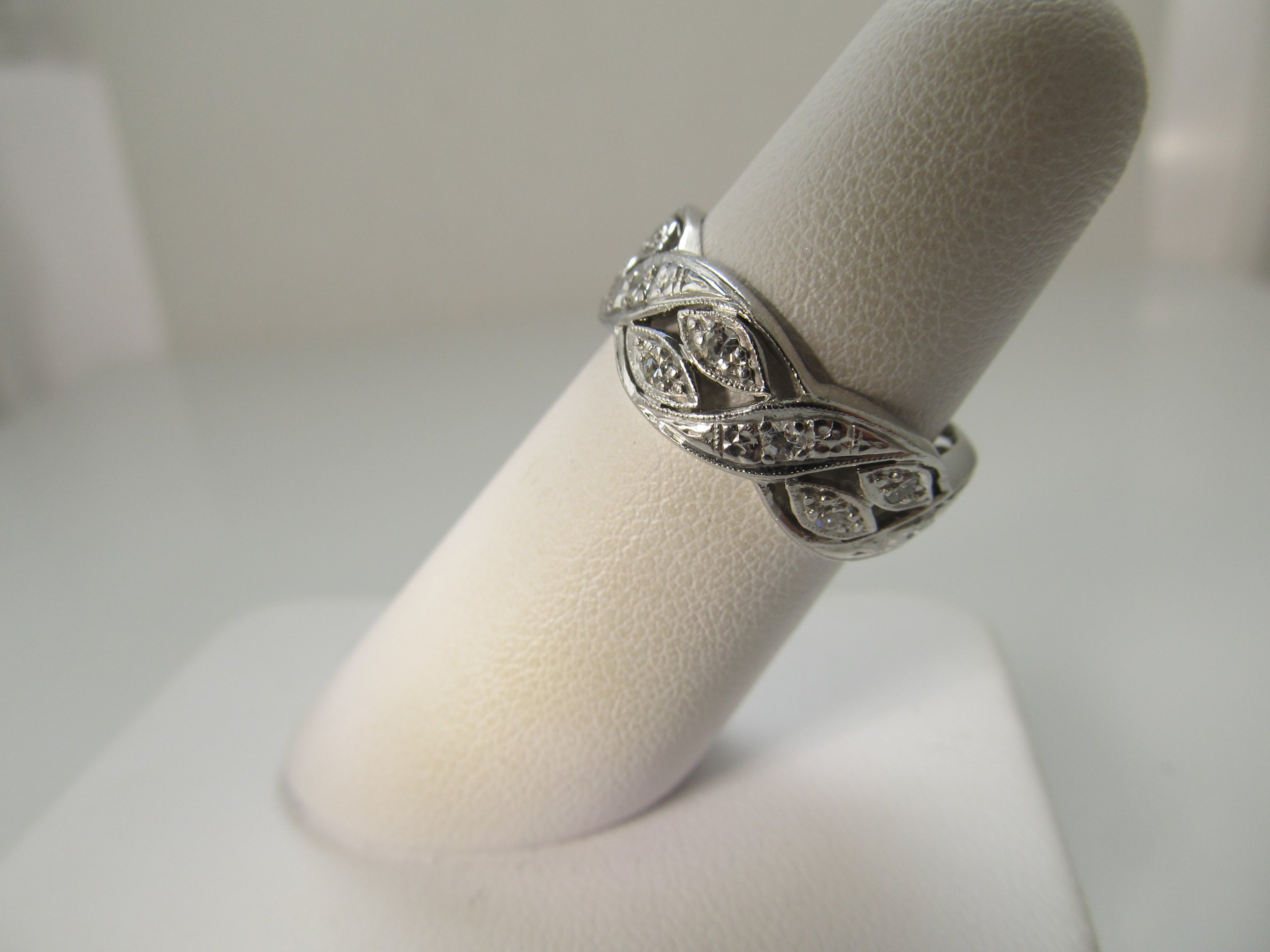 Wide vintage platinum diamond eternity band