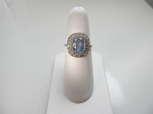 Antique platinum ceylon sapphire diamond ring