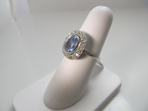 Antique platinum ceylon sapphire diamond ring