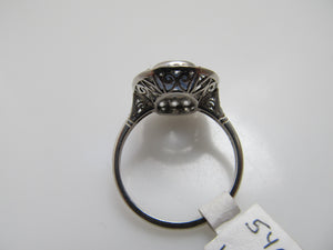 Antique platinum ceylon sapphire diamond ring