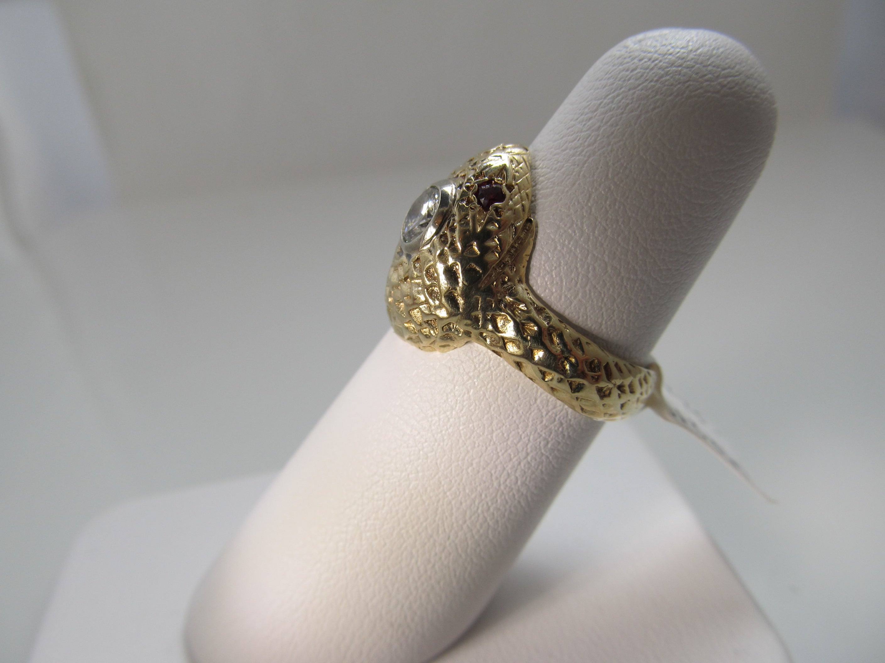 Vintage 14k yellow gold snake ring with a .35ct diamond