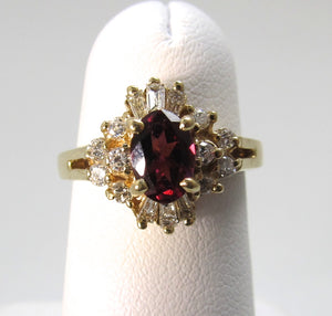 Estate 14k yellow gold ruby diamond ring