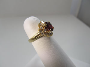 Estate 14k yellow gold ruby diamond ring