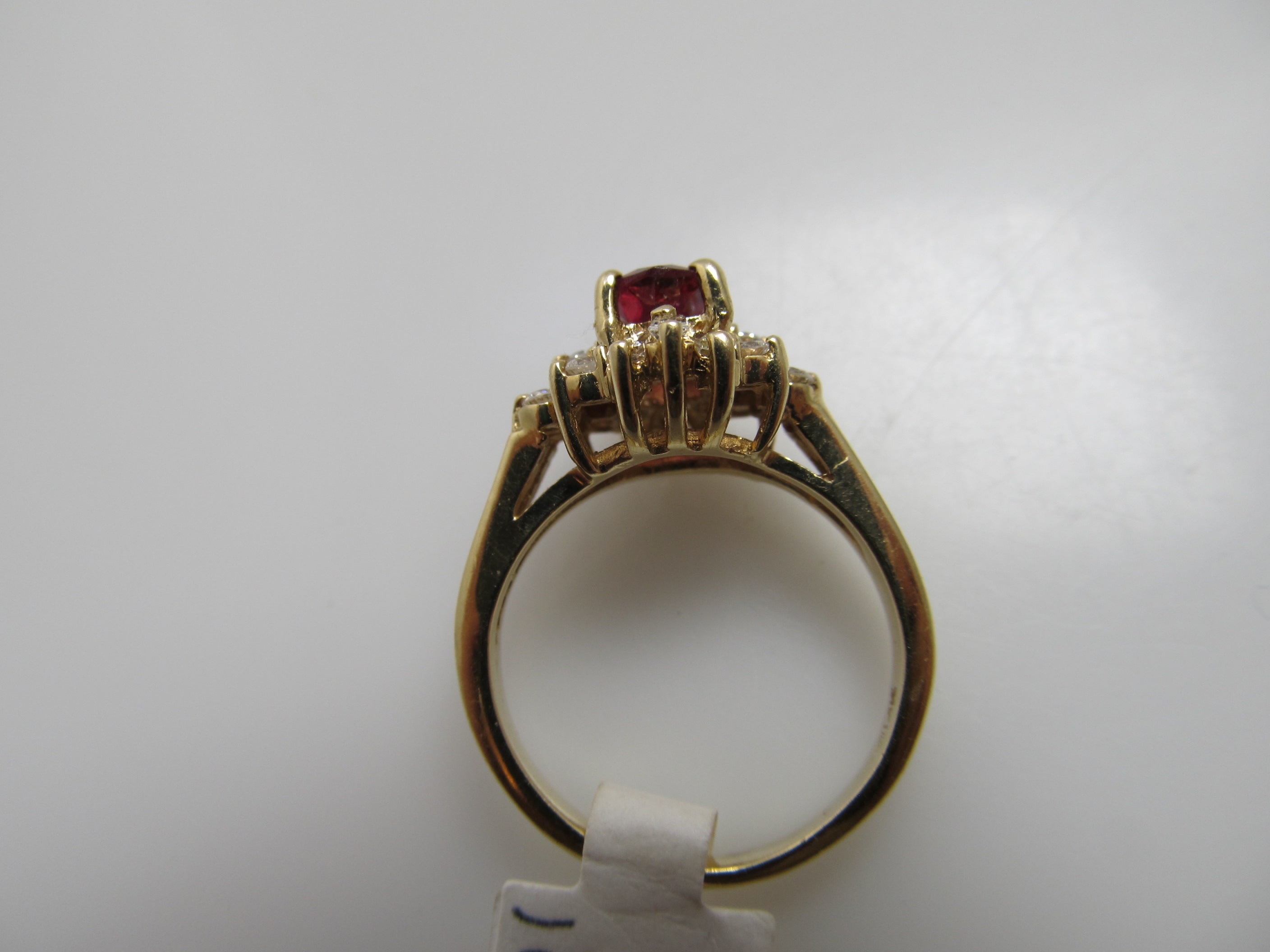 Estate 14k yellow gold ruby diamond ring