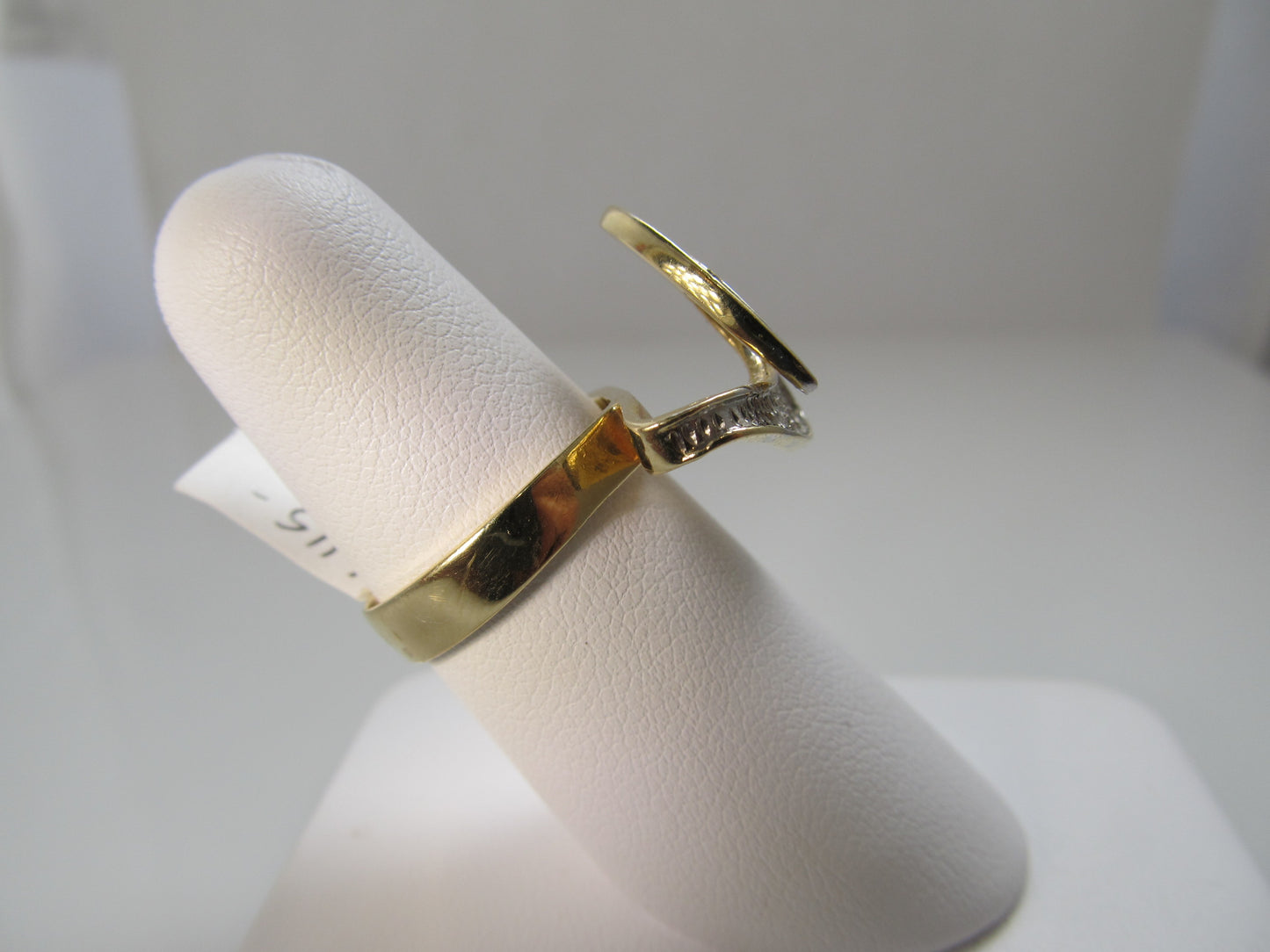 Modernist 14k yellow and white gold diamond ring
