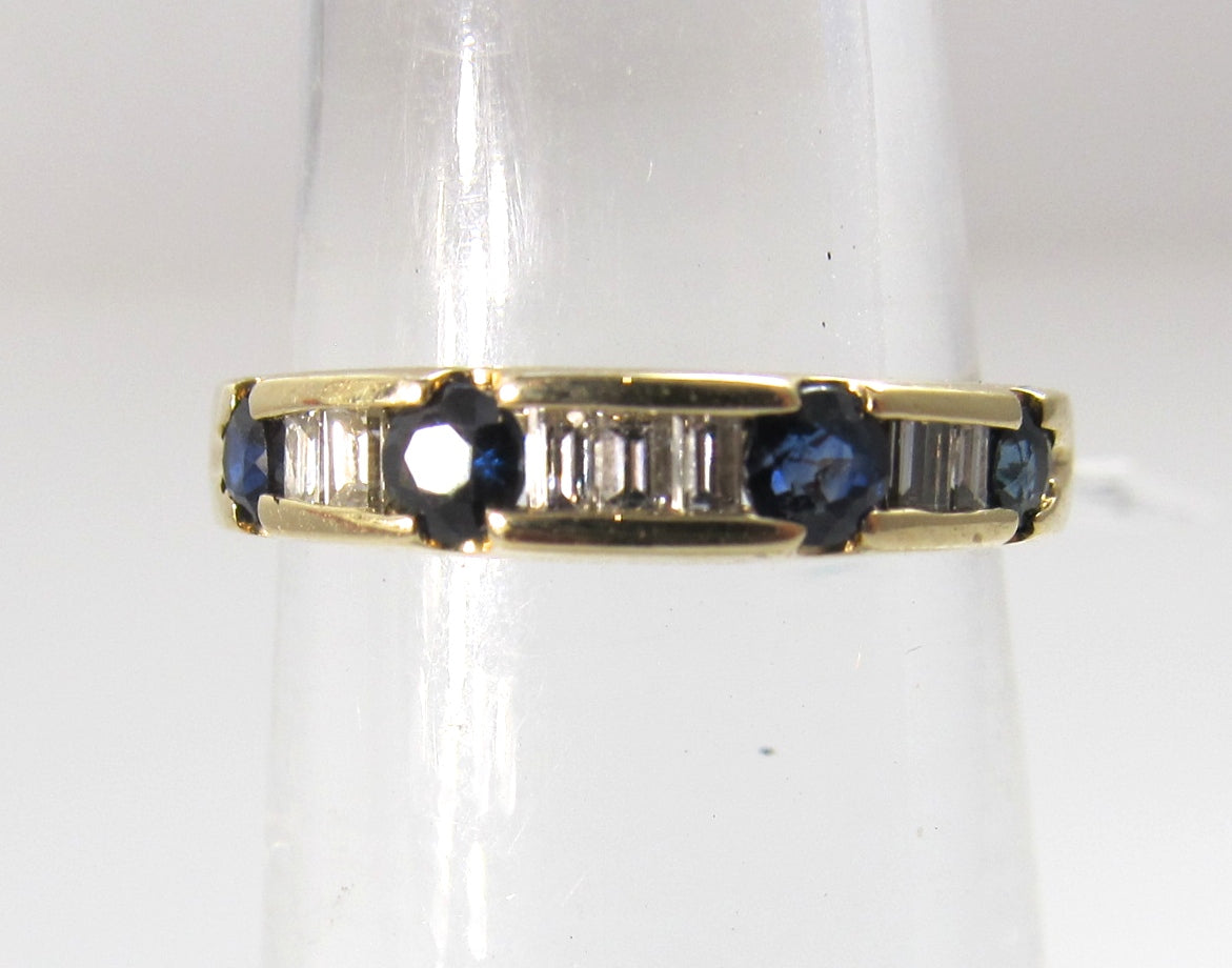 14k yellow gold sapphire diamond band