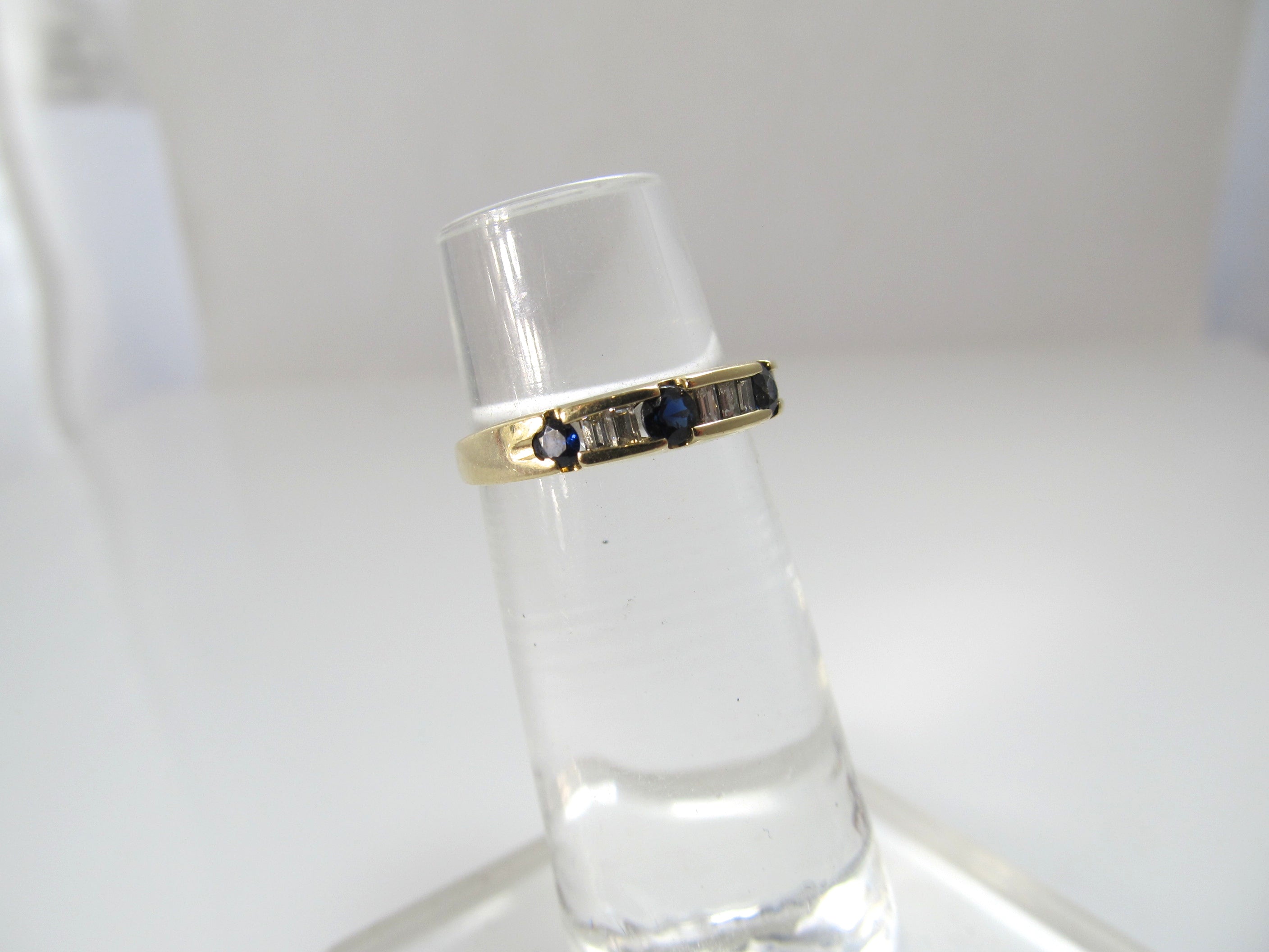 14k yellow gold sapphire diamond band