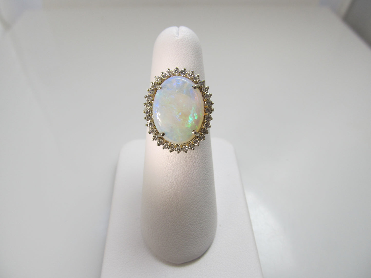 Estate 14k 6.50ct opal diamond ring