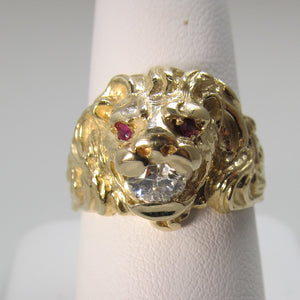 Vintage ruby and diamond lion ring