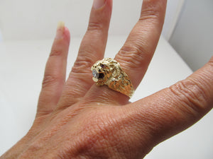 Vintage ruby and diamond lion ring